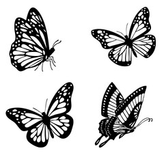 Minimalist hand-drawn butterfly line art. Simple outline design perfect for tattoos, icons, and modern logotypes. Vector illustration.