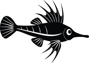 Longnose Hawkfish silhouette vector art illustration