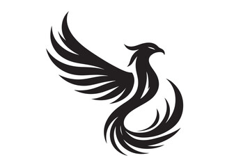 Phoenix bird logo silhouette vector, phoenix bird logo vector icon illustration design, Vector silhouette of a Phoenix bird, falcon wings phoenix bird logo silhouettes vector on a white background 