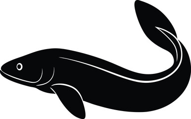 Lungfish silhouette vector art illustration