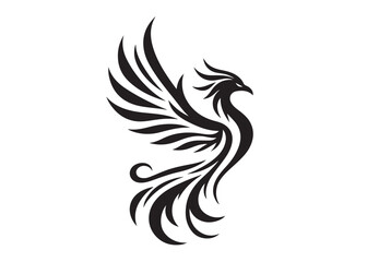 Obraz premium Phoenix bird logo silhouette vector, phoenix bird logo vector icon illustration design, Vector silhouette of a Phoenix bird, falcon wings phoenix bird logo silhouettes vector on a white background 