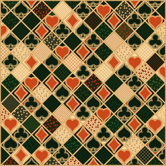 Casino Poker Art deco wallpaper, vector illustration