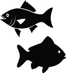 Sea Bass Silhouette Vector Art Illustration