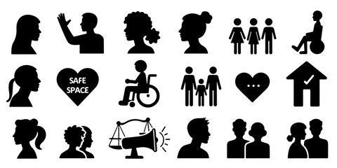 Silhouette Inclusive Workplace & DEI Icons Set
