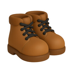 3d hiking boots icon isolated on transparent background. outdoor or adventure concept