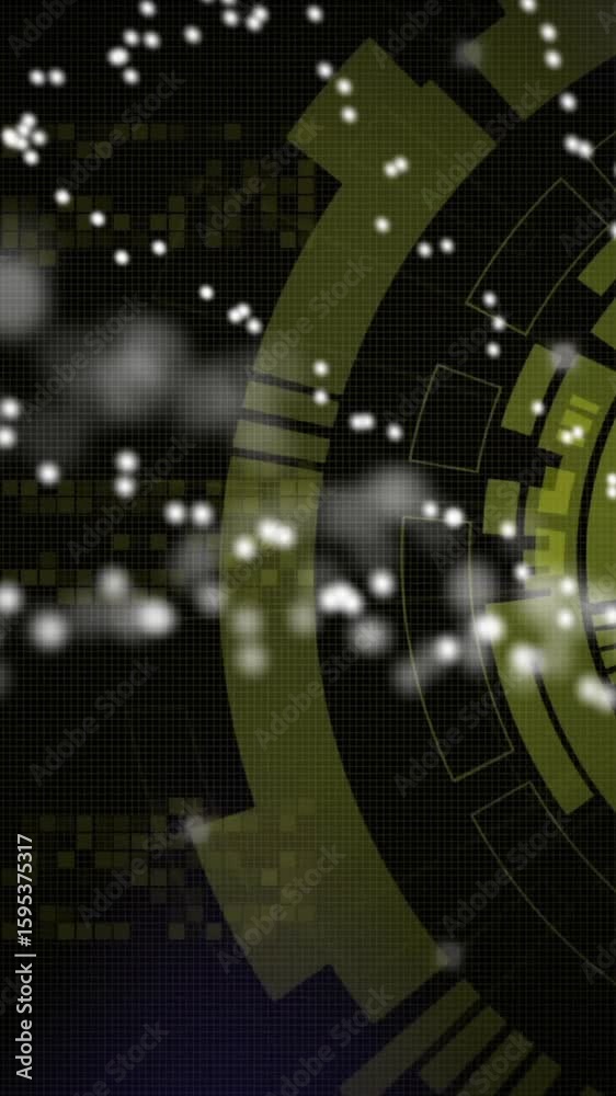Poster animation of geometric patterns and dynamic lines on dark digital network background