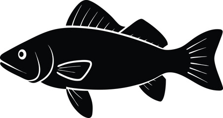Zander European Pike Perch Silhouette Vector Art Illustration
