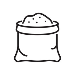 Flour bag line icon. Baking, cooking ingredient sign. Vector illustration. Editable stroke. Flat design. Isolated on a white background.