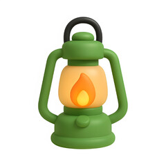 3d lantern icon isolated on transparent background. camping or light concept