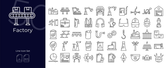 Factory Line Editable Icons set. Vector illustration in modern thin line style of Factory icons: manufacturing, industry, production, etc
