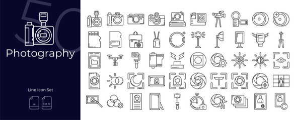 Photography Line Editable Icons set. Vector illustration in modern thin line style of Photography icons: photo, photograph, picture, etc