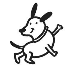 dancing dog happy png outline cute cartoon drawing freehand and handwrite design clipart and kwaii doodle element