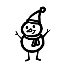 snowmans png outline cute cartoon drawing freehand and handwrite design clipart and kwaii doodle element