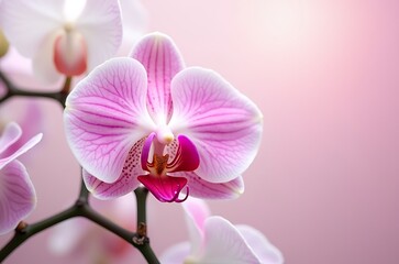 Fototapeta premium Delicate Purple Orchid Flower Macro Photography Spring Bloom ai generated