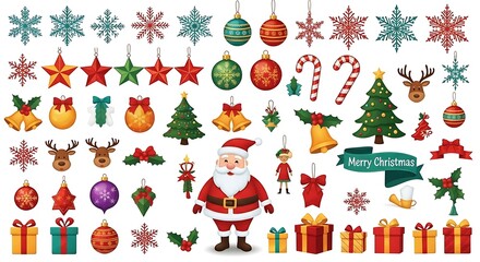 Festive christmas vector design elements collection for holiday season decoration and celebration