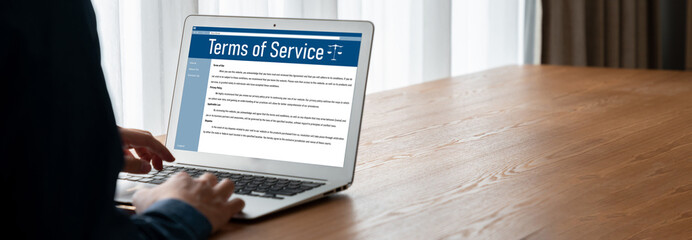 Online term of service conditions showing brisk rules and regulations in using the website on...