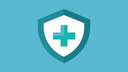 Obraz premium Teal Shield with Light Teal Medical Cross Vector Graphic