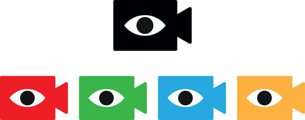 colorful live video icon set in different colors . Vector illustration
