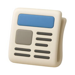 3d newspaper icon isolated on transparent background. news or information concept