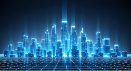 Obraz premium Cyberpunk Metropolis: Modern City Architecture