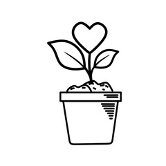 Pot plant outline icon with linear style . Plant in pot simple line vector icon for mobile concept and web design. Single potter plan.