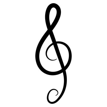 Music note treble clef, key, isolated vector illustration.