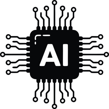 black ai chip design clip art preview