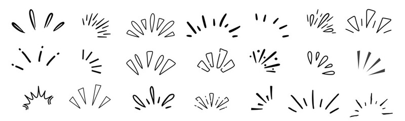 Fototapeta premium Abstract comic style line sparkles, bursts, and hand drawn shapes. Dynamic graphic elements for comics, manga, and design projects.