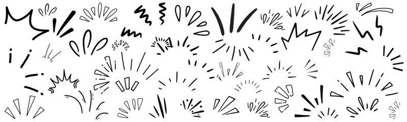 Hand drawn doodle bursts on white background. 