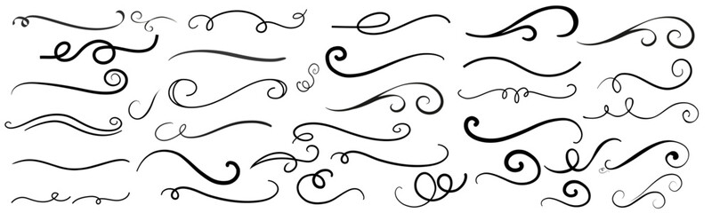 black swirls and flourishes vector set
