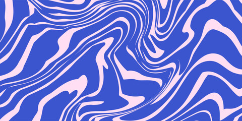 Abstract background pattern with colorful waves. Psychedelic groovy trippy y2k retro seamless pattern in blue and pink colors.