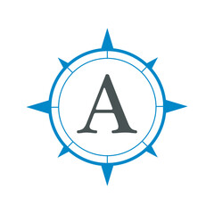 Compass Logo combine with letter A vector template