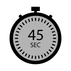 Stopwatch showing forty-five seconds with a white background