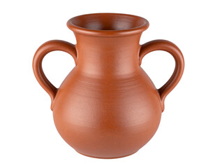Old-World Terracotta Pitcher with Twin Handles &ndash; Top View PNG