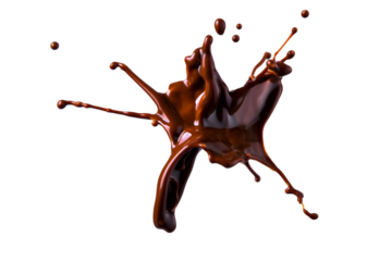 Splash of melted chocolate inside glass isolated on transparent background
