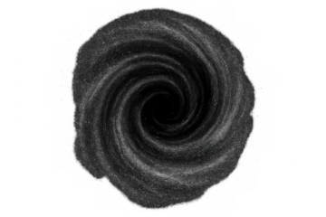 Powerful dark matter vortex generating black hole gravitational force, swirling against transparent cosmic background