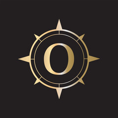 Compass Logo combine with letter O vector template
