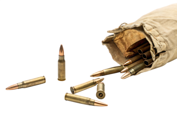 bullets falling from hole in the bag on Ai Generated by PNG