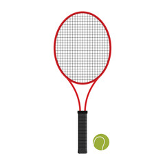 Tennis racket with a tennis ball flat vector illustration