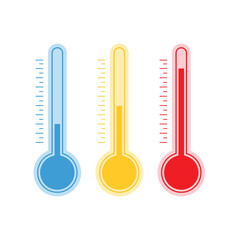 Thermometer equipment showing hot or cold weather flat vector illustration on white background