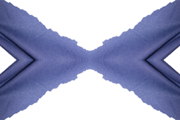 Torn Edges of Folded Blue Textile Arranged in a Symmetrical Diamond-Shaped Frame. Perfect for Design, Branding, and Modern Visual Concepts.