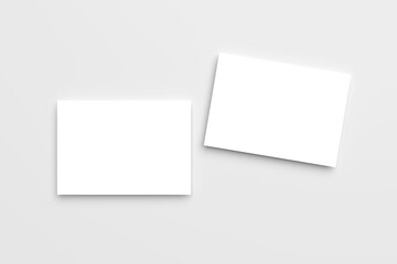 Postcard A6 for mockup isolated on gray background. Blank white 3D rendering