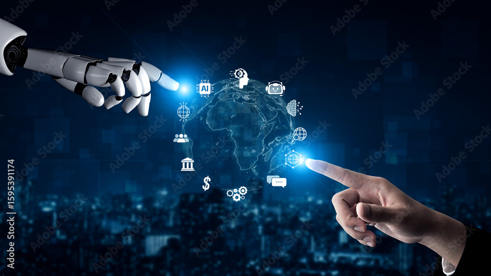 Poster ai assistant brain processor with llm technology, big data, machine learning, generative ai for busi