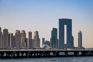 Obraz premium Dubai Marina Skyline and Modern Architecture from the Sea