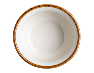 Top View of Round Handleless Porcelain Tea Cup, isolated on transparent background
