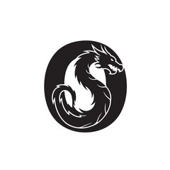 Obraz premium Powerful Dragon Head and Body Encased in a Black Circle Logo Design