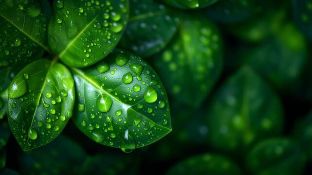 Fresh green leaf with water droplet offers natural zero emission solution for eco friendly nature and sustainable environmental harmony