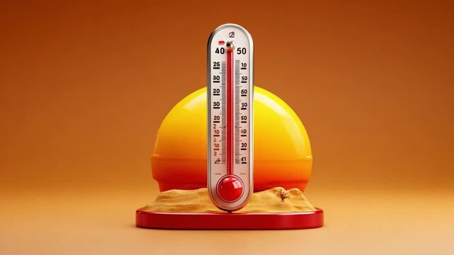 Thermometer's Perspective on Hotness: An artistic depiction of a thermometer registers high temperature and warmth, symbolizing heat on a bright background. 