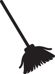 mop silhouette, black and white silhouette, vector and illustration