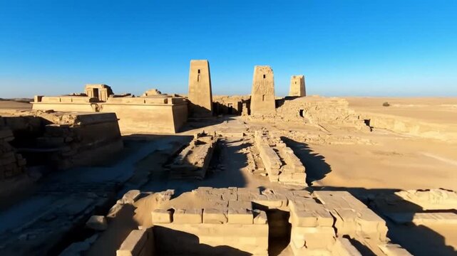 Echoes of Ancient Egypt Exploring the Temple of Amun in the Siwa Oasis under a Clear Azure Sky amidst the Sands of Time